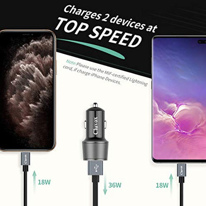 36W Rapid USB Car Charger for Samsung Galaxy S26/S25 Plus/Ultra/A57/A56/A37 - color: Dark Grey, size: 3.3ft cable