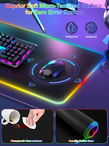 15W Wireless Charging RGB Gaming Mouse Pad with 20W Adapter, 31.5"x11.8" - color: RGB Left-Touch Control-31.5"x11.8"-with Adapter