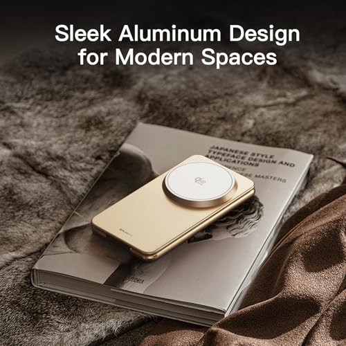ANJANK Foldable Magnetic Charger, 25W 3 in 1 Wireless Charging Station, Qi2.2 Fast Charger, Aluminum Alloy Cooling Charger Stand for iPhone18/17/16 Pro Max, Apple Watch, AirPods(45W Adapter),Ultrathin