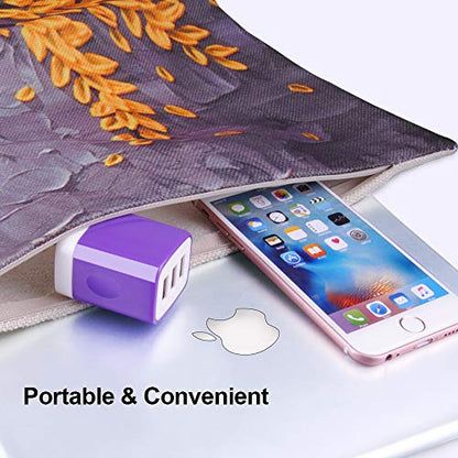 3 Port USB Wall Charger - Multi-Port USB Plug, 5V 3.1A Compatible with iPhone 14/13/12/11/Xs/XR/8/7/6S, Samsung Galaxy S23/S22/S21/A14/A13/Note 20, LG V20/V30/V35 THINQ Q7 - color: Purple