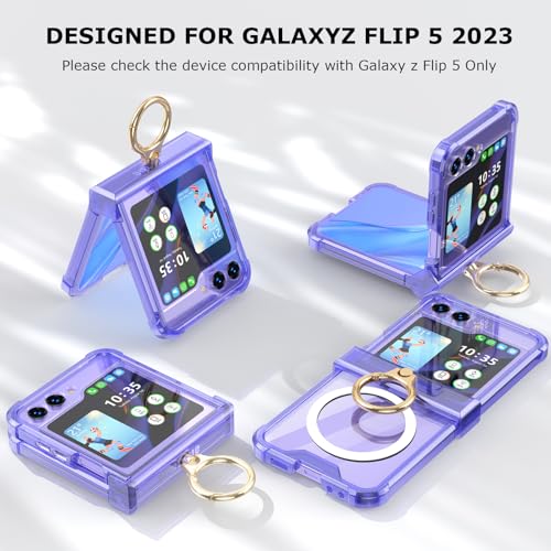 Case for Samsung Galaxy Z Flip 6 Case with Ring Shockproof Kickstand Hinge Protection Compatible with Magsafe Phone Cover for Samsung Galaxy Z Flip 6 5G(Violet) - color: Violet