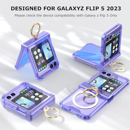 Case for Samsung Galaxy Z Flip 6 Case with Ring Shockproof Kickstand Hinge Protection Compatible with Magsafe Phone Cover for Samsung Galaxy Z Flip 6 5G(Violet) - color: Violet