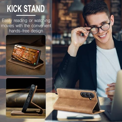 Compatible with Samsung Galaxy S26 Plus Case with Card Holder, Kickstand Protective Flip Folio Leather Wallet Case for Galaxy S26+ Plus 5G 6.7 inch (Brown) - color: Brown, size: S26 Plus 6.7 Inch