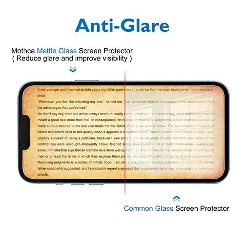 Mothca 2 Pack Matte Glass Screen Protector for iPhone 14 with 2 Pack Camera Lens Protector, Anti-Glare & Anti-Fingerprint Tempered Glass Clear Film - size: iPhone 14-6.1 Inch