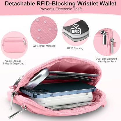 Phone Lanyard Crossbody with Detachable RFID Wallet (Pink, Large) - color: Pink, size: Large
