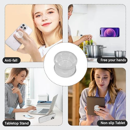 10 PCS Clear Phone Grip Stand, Collapsible Self-Adhesive Finger Holder for Smartphones & Tablets (Transparent)