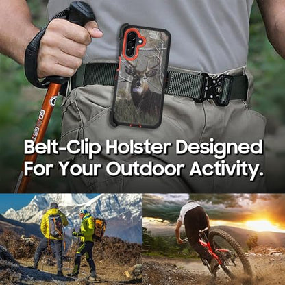 Compatible for Samsung Galaxy A26 5G, Built in Screen Protector, Belt Clip Holster Heavy Duty Defender Case Dustproof Shockproof Protection (Deer) - color: Deer