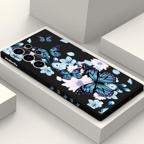 LEECG for Samsung Galaxy S24 Ultra Case, Design Pattern Slim Stylish Drop Proof Protective for Galaxy S24 Ultra Phone Cover 6.8 inch, Aurora Butterfly Black - color: Aurora Butterfly Black, size: for Samsung Galaxy S24 Ultra