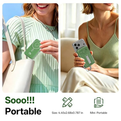Q Magnetic Wireless Portable Charger 10,000mAh, Travel Essentials Power Bank with Built-in Cables & Foldable Stand, External Battery Pack Compatible with iPhone 17/16/15/14/13/12, Apple Watch - color: Green