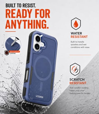 LOOXER® Heavy Duty Rugged Magnetic Case for iPhone 17 (6.3”) | Military Grade Shockproof Protection,MagSafe Compatible+ Tempered Glass Included (Blue, 17) - color: Blue, size: 17