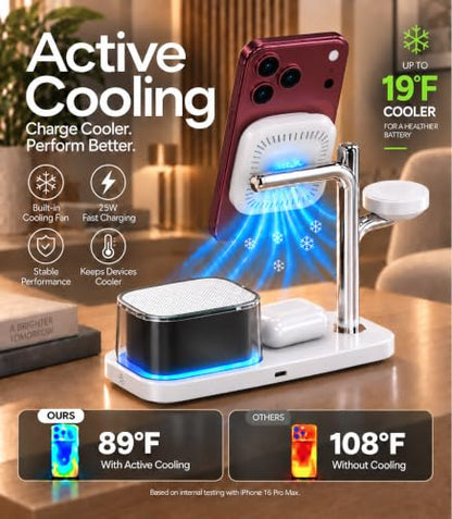 5-in-1 Wireless Charging Station with Alarm Clock for iPhone 18