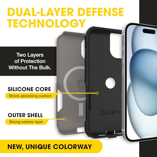 OtterBox iPhone 17e, 16e, 15, 14, 13 Commuter Series Case - Grey & Black | 3X Military Drop Protection - Slim - Dual-Layer Shockproof Design - Pocket-Friendly - Raised Edges - Port Covers - color: Grey
