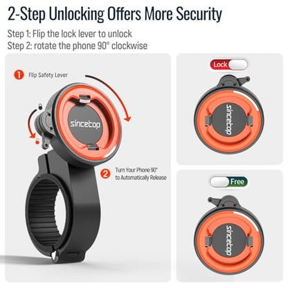 Bike Phone Mount,Aluminum Handlebar Out Front Bicycle Holder,Quick Lock - color: 【1st Gen】Handlebar Mount-Orange