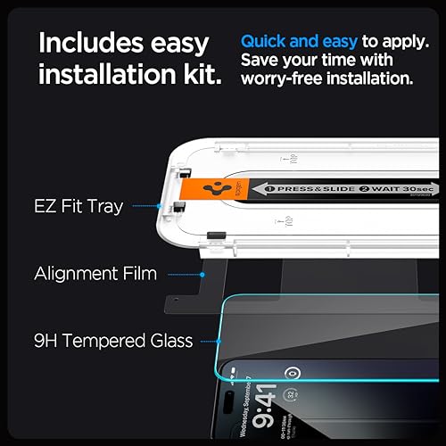 Spigen GlasTR EZ FIT Tempered Glass Screen Protector for iPhone 15 Pro - size: iPhone 15 Pro