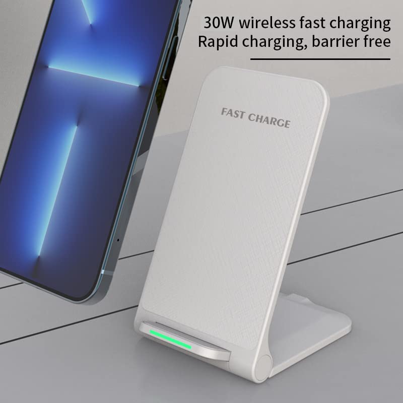 15W Wireless Charger Dual Coil Foldable Mobile Phone Fast Charging Stand Pad for iPhone 17 16 15 14 13 12 11 Xr X Pro Max Samsung S21 S20 S8 9 Huawei Xiaomi LG (White NO Cable) - color: White NO Cable