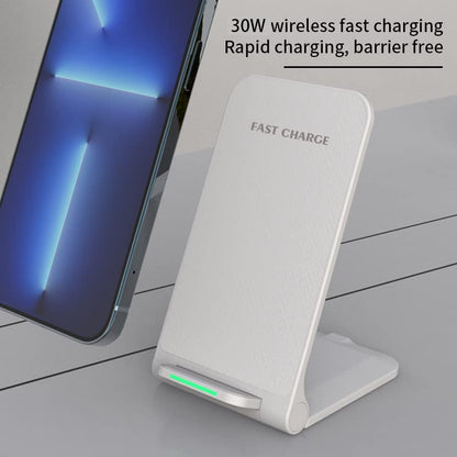 15W Wireless Charger Dual Coil Foldable Mobile Phone Fast Charging Stand Pad for iPhone 17 16 15 14 13 12 11 Xr X Pro Max Samsung S21 S20 S8 9 Huawei Xiaomi LG (White NO Cable) - color: White NO Cable