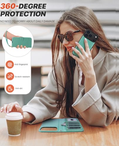OCASE for iPhone 17 Pro Max Detachable Wallet Case with Card Holder, 2 in 1 PU Leather Flip Folio with RFID Blocking Stand Wrist Strap Shockproof Phone Cover 6.9 Inch 2025, Green - color: Green, size: iPhone 17 Pro Max