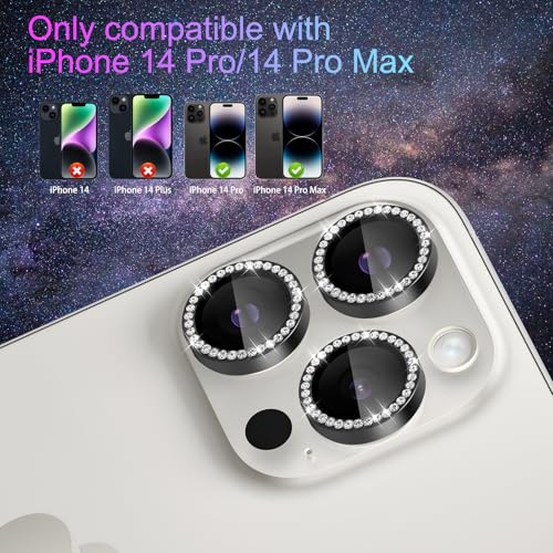 Camera Lens Protector for iPhone 14 Pro/14 Pro Max, Diamond Black - color: Diamond Black