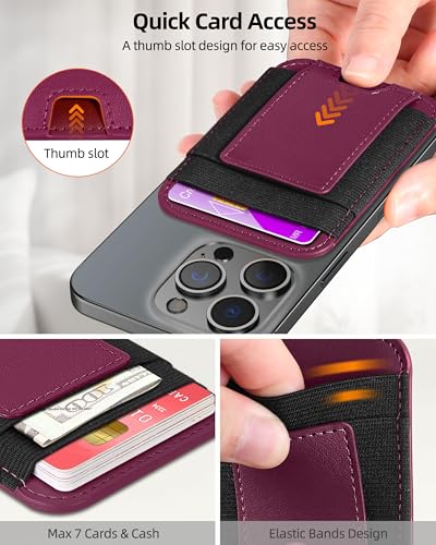 For Magsafe Wallet, 7 Card Holder, RFID Blocking, Strongest Magnet | Magnetic Wallet for iPhone 17/16/15/14/13/12 Series, for iPhone Magsafe Wallets, Vegan Leather, Cherry-new - color: Cherry-New