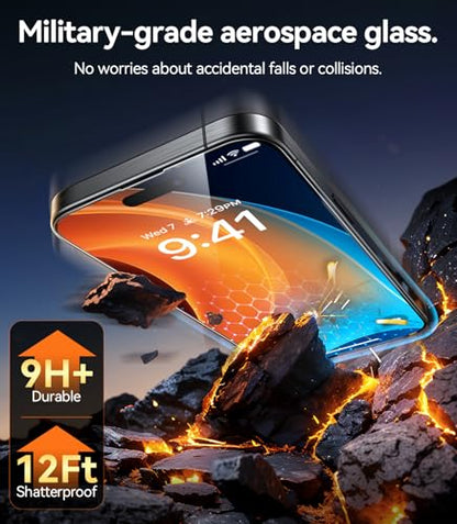 TORRAS Unbreakable for iPhone 17e/16e/14/13 Pro/13 Screen Protector [NO.1 Military-Grade] [12 FT Shatterproof] 9H+ Aerospace Tempered Glass 2 Pack - Touch Sensitivity, Full Coverage, 6.1 inch - size: iPhone 17e/16e/14/13 Pro/13 (6.1 inch)