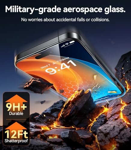 TORRAS Unbreakable for iPhone 17e/16e/14/13 Pro/13 Screen Protector [NO.1 Military-Grade] [12 FT Shatterproof] 9H+ Aerospace Tempered Glass 2 Pack - Touch Sensitivity, Full Coverage, 6.1 inch - size: iPhone 17e/16e/14/13 Pro/13 (6.1 inch)