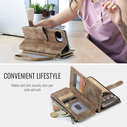Google Pixel 10a 5G Wallet Case with Card Holder,Brown - color: Brown, size: Pixel 10a 6.3 Inch