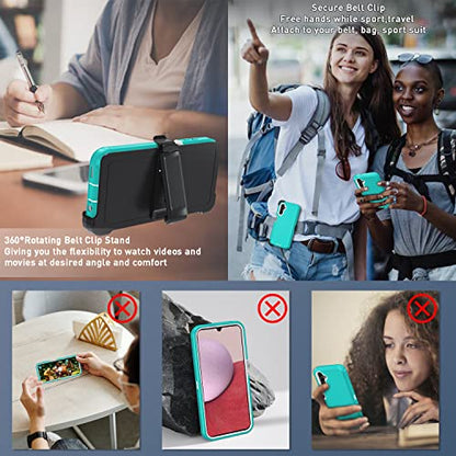 Cellular Phone Case for Samsung Galaxy A14 5G, Heavy Duty Protective, Military Grade, Shockproof, Dust-Proof, Teal/White - color: Teal/White