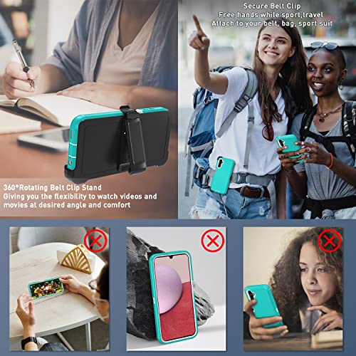 Cellular Phone Case for Samsung Galaxy A14 5G, Heavy Duty Protective, Military Grade, Shockproof, Dust-Proof, Teal/White - color: Teal/White