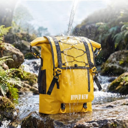 Waterproof Dry Bag Backpack 30L,Dry Backpack for Men Women Adults Teens, Kayaking Boating Hiking Camping Rafting Fishing Travel Outdoor Enthusiasts - color: Yellow