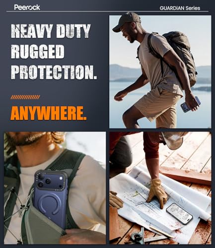 Heavy Duty for iPhone 17 Pro Max Case, 20FT Military Dropproof Blue | Dual-Layer Shockproof Protective Phone Case, Fit for Mag safe, Rugged Tough Durable Cover, GUARDiAN Series - Blue - color: Blue