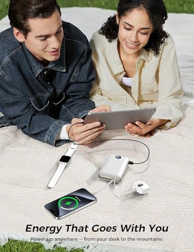 Portable Charger 50000mAh with Built-in Cables and AC Wall Plug, 22.5W Fast Charging Power Bank with LED Display for iPhone 17/16, Samsung, Android Devices, Camping, Road Trips and Travel, White - color: White