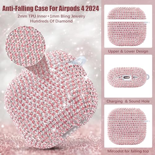 VISOOM Airpods 5 4 Cases iPods 4/5 Cover for Women,Unique Jewelry Design - color: J-Sakura Pink, size: Airpods 4/5(2024/2026)