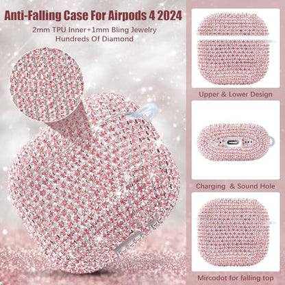 VISOOM Airpods 5 4 Cases iPods 4/5 Cover for Women,Unique Jewelry Design - color: J-Sakura Pink, size: Airpods 4/5(2024/2026)