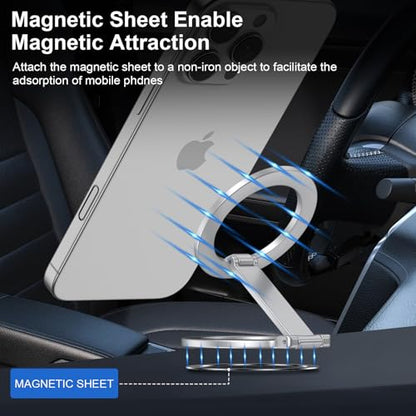 Double Magnetic Phone Grip Holder for MagSafe, Portable Phone Stand - color: Silver2