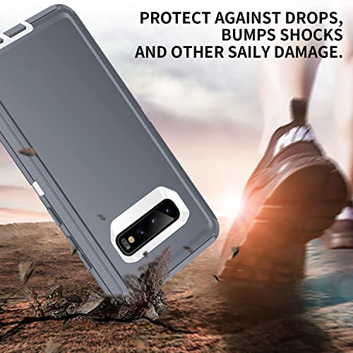 for Galaxy S10 Case,[Without Screen Protector] Heavy Duty Shockproof Dust/Drop Poof 3 Layers Full Bady Protection Rugged Cover Case for Galaxy S10 6.1",Grey - color: Grey/White