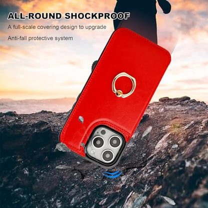 ONETOP for iPhone 16 Pro Max Wallet Case with Credit Card Holder,Red - color: Red