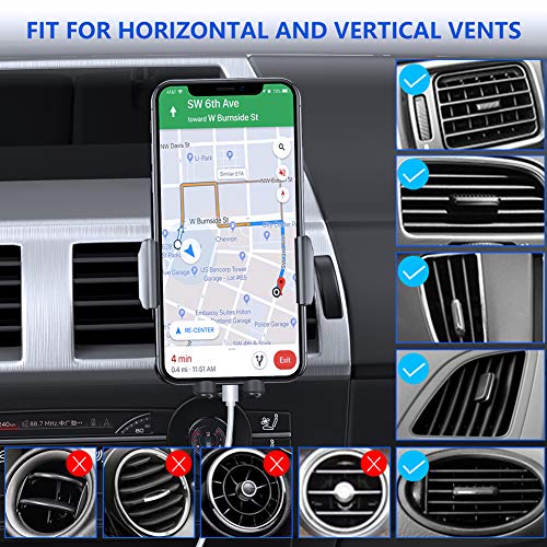 Miracase Upgraded-2nd Generation Universal Phone Holders for Your Car, Hands Free Air Vent Car Phone Holder Mount Compatible with iPhone 16/15/14/13/12/11 Series and All Phones - style: Silver