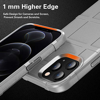 Rugged Shield TPU Thick Solid Armor Tactical Protective Case Compatible with iPhone 12 Pro Max (6.7 inches) - Concrete Grey - color: Concrete Grey, size: iPhone 12 Pro Max