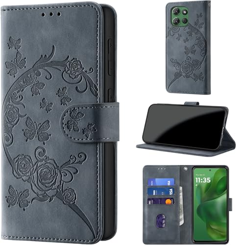 Wallet Case for Motorola Moto G Power (2025), Gray Purple | RFID Blocking, Magnetic Closure, Card Holder, Kickstand, Shockproof Flip Cover - color: Gray Purple