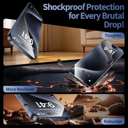 2 Pack for iPhone 15 Pro Max Screen Protector, 9H+ Hardness Tempered Glass Full Edge Coverage, Military-Grade Shatter Protection, HD Clear & Sensitive Touch, Easy Installation - size: for iPhone 15 Pro Max