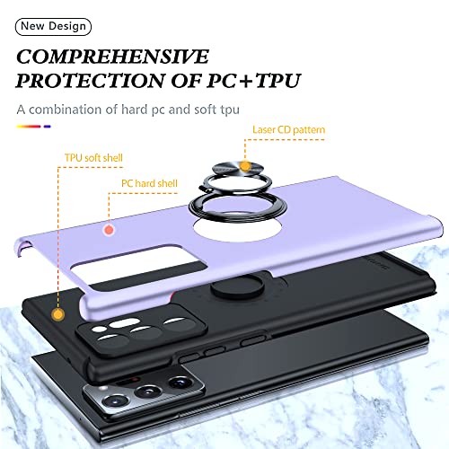 for Note 20 Ultra Case, Samsung Galaxy Note 20 Ultra Case with Self Healing Flexible TPU Screen Protective [2 Pack], Military Grade Invisible Kickstand Case for Samsung Note 20 Ultra 5G-Purple - color: YX- Purple