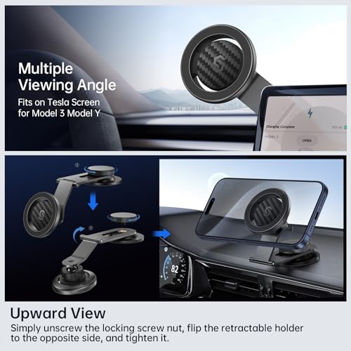 SYNCWIRE MagSafe Car Mount for Dashboard,Foldable Aluminum Arm,Black - color: Black