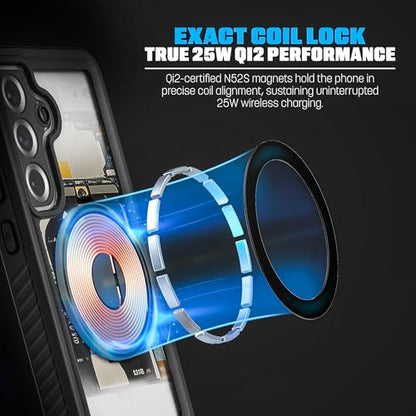 Encased Waterproof Case for Samsung Galaxy S26 Plus with Belt Clip - Full Body Protective Cover with Built-in Screen Protector & Holster (Clear/Black) - size: S26 Plus