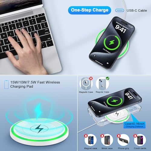 Wireless Charger Fast Charging Pad 15W with 18W Quick Charger Block Cargador Inalambrico Compatible with Samsung Galaxy S25 Edge Ultra S25+ S25 Plus Z Fold 6 Flip 6 5 S24 S24+ S24 S23 FE S22 S21 S20