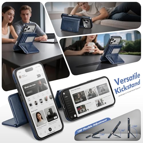 Antsturdy Compatible with MagSafe iPhone 17 Pro Wallet Case,Blue | 2 in 1 Detachable Magnetic,Credit Card Holder Slots,RFID Blocking,PU Leather,Kickstand,Flip Folio Phone Cover for Men & Women - color: Blue, size: iPhone 17 Pro - 6.3"