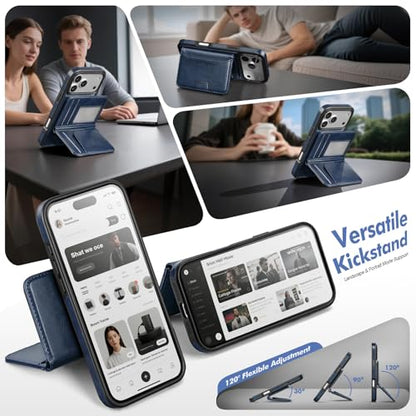 Antsturdy Compatible with MagSafe iPhone 17 Pro Max Wallet Case,Blue | 2 in 1 Detachable Magnetic,Credit Card Holder Slots,RFID Blocking,PU Leather,Kickstand,Flip Folio Phone Cover for Men & Women - color: Blue, size: iPhone 17 Pro Max - 6.9"