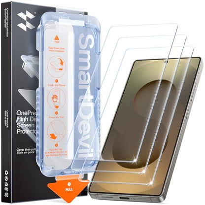 SMARTDEVIL 3 Pack for Samsung Galaxy S25 Plus Screen Protector | Finger Print Reader Compatible, Fast & Easy Installation, Clear 9H Tempered Glass Film, Alignment Frame Dust-Free Bubble-Free - size: For Samsung Galaxy S25 + 6.7inches