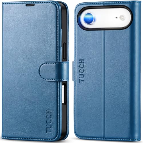 TUCCH Wallet Case for iPhone Air (6.5") 2025, Flip Stand, Light Blue | RFID Blocking, 4 Card Holders, Kickstand, PU Leather, Shockproof TPU Shell, Magnetic Closure, Protective Folio Cover - color: Light Blue