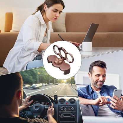 Double-Ring Three-Finger Back Clip Holder 360-Degree Rotating Mobile Grip Multipurpose Foldable Phone Grip Holder - color: Rose Gold