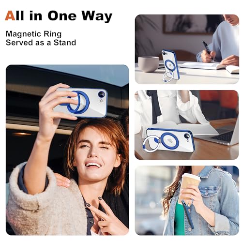 Plating Clear Phone Case for iPhone 17E/16E with Stand 6.1", Blue - color: Blue, size: Iphone 16E